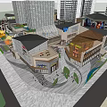 Vibrant Commercial Street With Mixed Architectural Styles Shops High Rise Buildings And Pedestrians