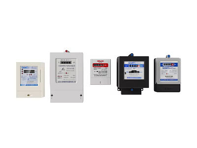 Industrial Electricity Meters With Various Designs Digital Displays And Applications 3d model