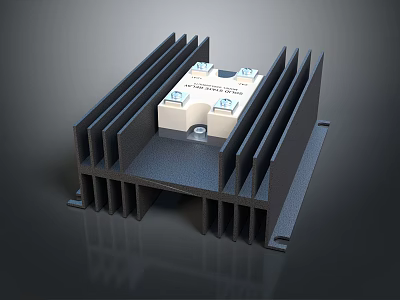 Electronic Heat Sink Component With White Power Module And Black Base For Efficient Thermal Management 3d model