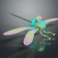 Colorful Dragonfly Toy Design With Turquoise Green Body And Pink Transparent Wings