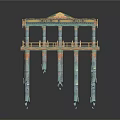 Modern Building Structural Framework With Pillars And Three Connected Skeleton Structures