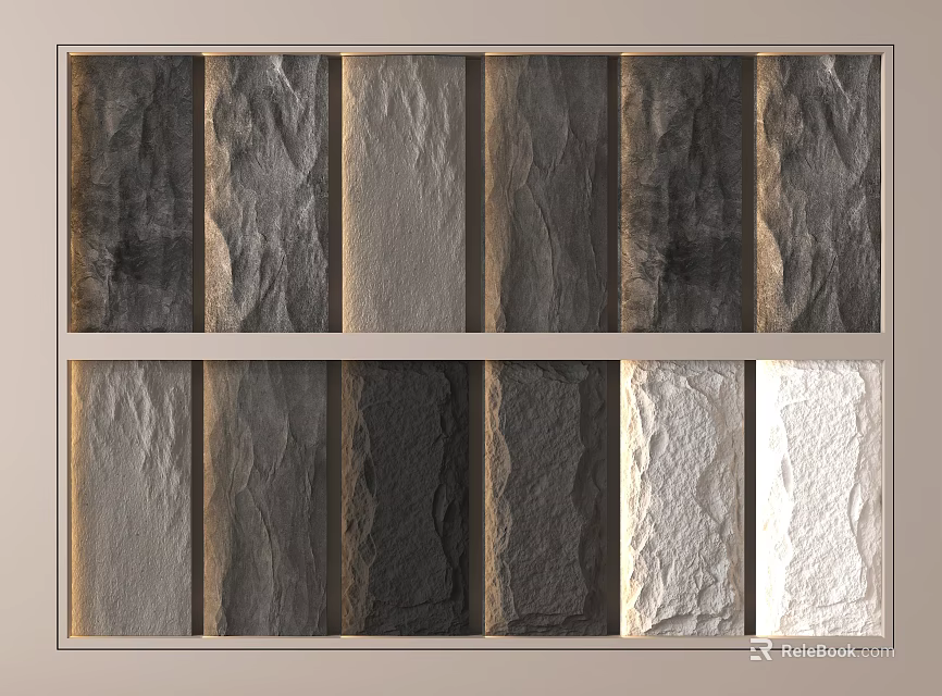 Stone Wood Decorative Material Samples With Various Textures And Natural Colors 3d model