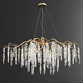 Elegant Modern Chandeliers With Gold Metal Frames Crystal Drops And Leaf Decorations 3d model