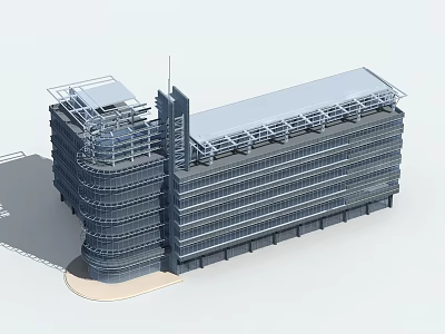 Modern Multi Storey Office Building With Glass Exterior And Flat Roof Structure 3d model