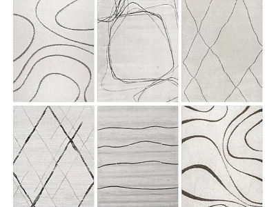 Modern Square Rugs Featuring Diverse Geometric Wavy And Linear Patterns 3d model