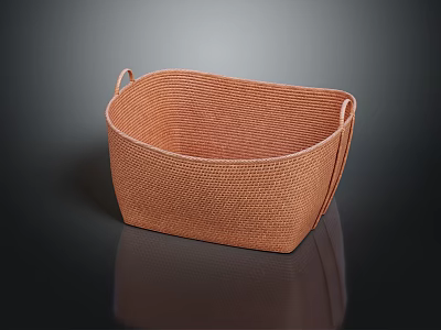 Brown Woven Storage Basket With Handles For Home Decor And Organization 3d model