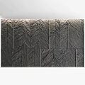 Textured Slate Stone Wall With Metal Strip Details