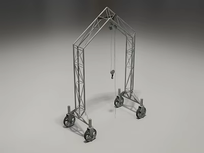 Industrial Mobile Gantry Crane With Heavy Duty Metal Frame And Castor Wheels 3d model