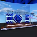 Elegant Stage Design With Blue Lighting Effects And Geometric Pattern Background 3d model