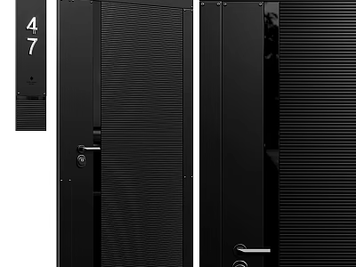 Black Security Door With Vertical Slatted Design And Modern Exterior Appearance 3d model