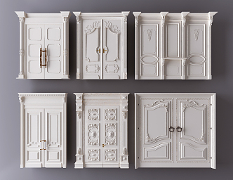 Retro double door double door entry door 3d model