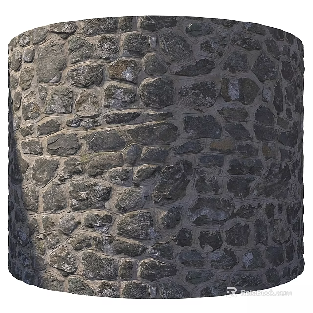 Rough Textured Natural Gray Stone Structure With Irregularly Stacked Blocks 3d model 