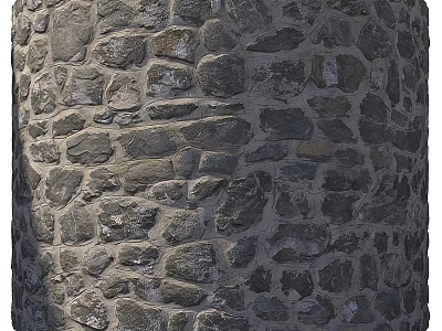 Rough Textured Natural Gray Stone Structure With Irregularly Stacked Blocks 3d model