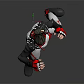 Anime 3D Character In Red White Tight Bodysuit With Headgear Black Boots And Action Pose
