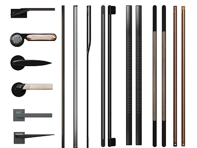 Modern Handles with Various Stylish Designs and Metallic Finishes for Furniture 3d model