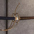 Vintage Decorative Sword With Golden Ornate Hilt Dark Blue Wrapped Handle And Wooden Scabbard