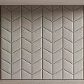 Gray Chevron Pattern Upholstered Background Wall With Brown Side Panels 3d model
