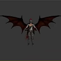 Mythical Armored Warrior With Large Red Wings And Feathered Helmet