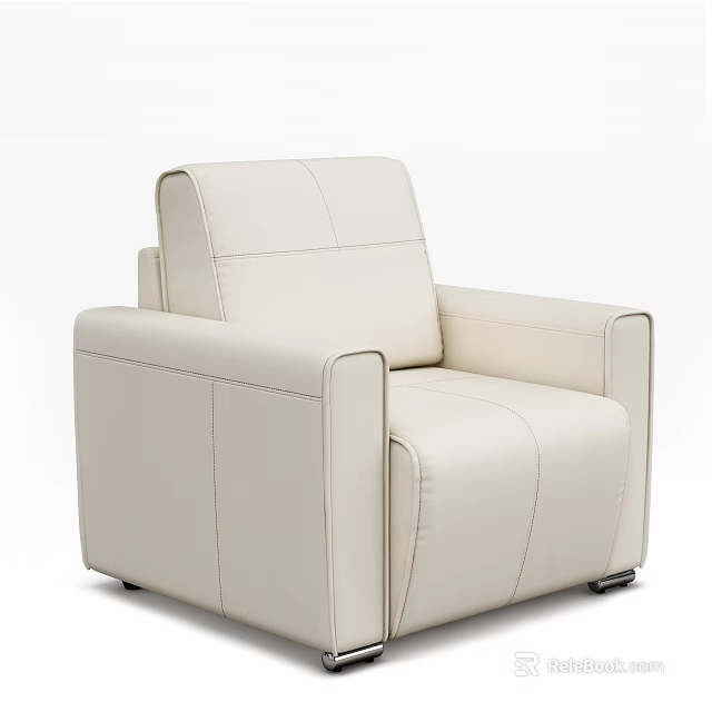 Modern Beige Leather Single Sofa With Clean Lines And Comfortable Armrests 3d model