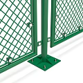 Green Metal Mesh Fence Structure With Panel Design And Support Posts 3d model