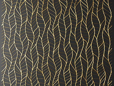 Elegant Decorative Component With Gold Leaf Pattern And Wavy Lines On Black Background 3d model