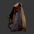Gray Canvas Messenger Bag With Brown Leather Straps Metal Buckles And Flap Closure