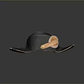 Black Fashionable Hat With Orange Decorative Ribbon And Gold Button For Daily Use