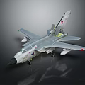 Gray Model Military Fighter Jet Airplane With Wing Mounts And Tail Fin Logo
