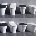 Modern Toilet Designs with White Body and Black Seats Displaying Various Styles