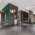 Modern Elegant Entrance Hall With Gray Walls Glass Partitions Cactus Sculpture And Metal Elements