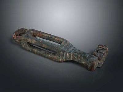 Ancient Historical Bronze Sculpture Featuring Intricate Carvings And Animal Head Design 3d model