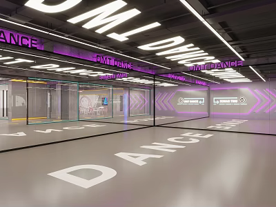 Modern Dance Fitness Studio With Open Layout Glass Walls And Spacious Bright Interior 3d model