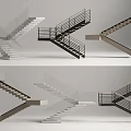 Modern Staircase Designs With Metal Railings Glass Elements And Various Structures 3d model
