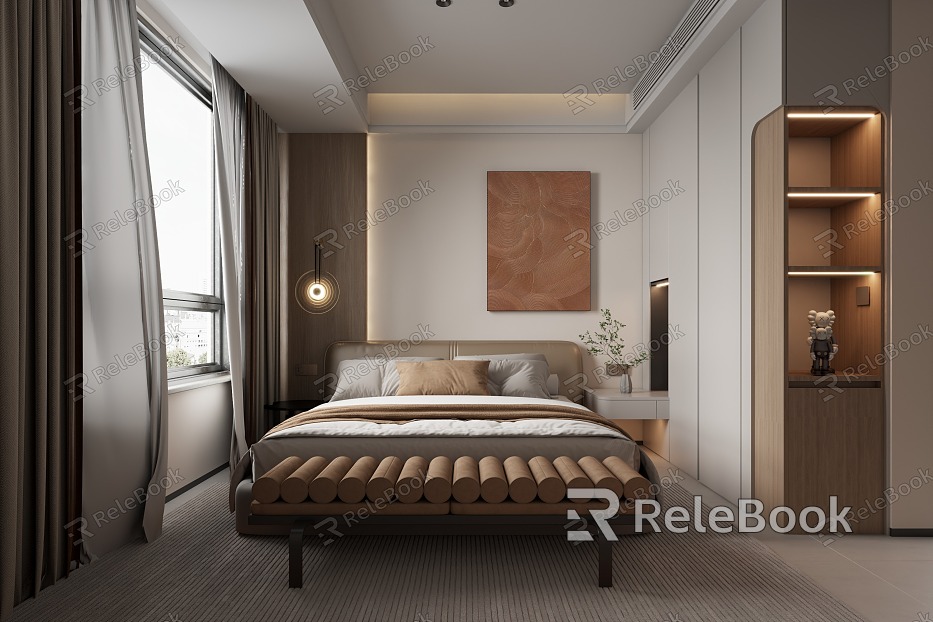 Modern Bedroom Wardrobe Bedside Background Wall model