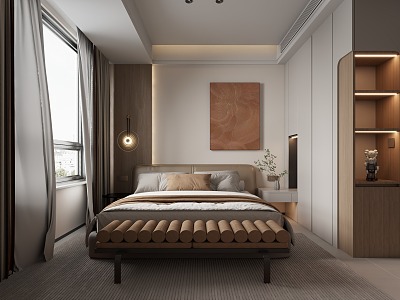 Modern Bedroom Wardrobe Bedside Background Wall model