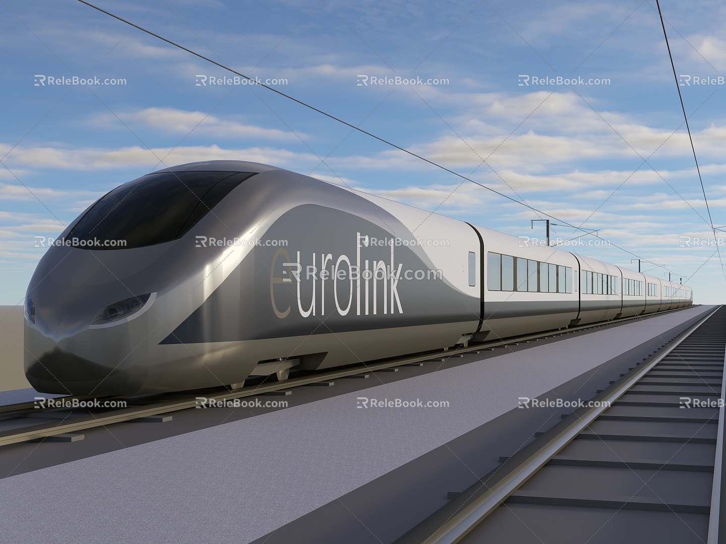 Modern high-speed rail rail train light rail train high-speed train intercity transportation 3d model