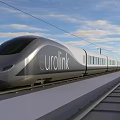 EuroLink High Speed Train With Modern Design On Railway Track Under Blue Sky White Clouds