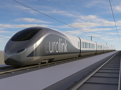 Modern high-speed rail train light rail train high-speed train intercity transportation 3d model