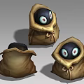 Mysterious Brown Sack Character Designs With Black Orb Eyes And String Ties