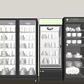 Black Kitchen Appliances With Glass Door Cabinets For Storing Dishes Cups And Plates