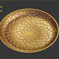 Golden Oval Tray Featuring Intricate Cracked Texture For Home Decor Use