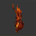 Mythical Phoenix With Flaming Red Feathers Spreading Wings Surrounded By Glowing Fire