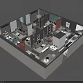 Birds Eye View Of Modern Office Interior With Workstations Desk Layout And Partitions