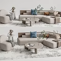 Quiet sofa tea table combination 3d model