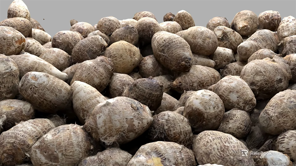 Fresh Organic Taro Root Vegetables Pile For Healthy Cooking Needs 3d model 