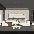 Guest Restaurant Sofa Coffee Table Combination Dining Table and Chair Combination Stool Floor Lamp Sculpture Chandelier Hanging 3d model