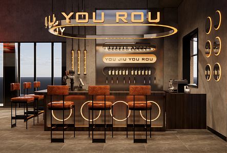 Industrial LOFT Bar Counter 3d model