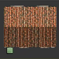 Old House Model With Red Tiled Roof Weathered Walls And Green Trash Bin