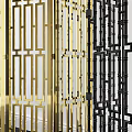 Elegant Modern Golden And Black Fence With Geometric Pattern Design 3d model