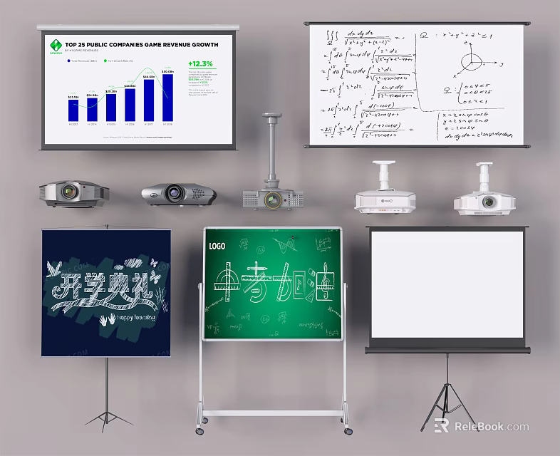 Projection Monitoring System With Projectors Surveillance Cameras Projection Screens Whiteboards And Data 3d model 